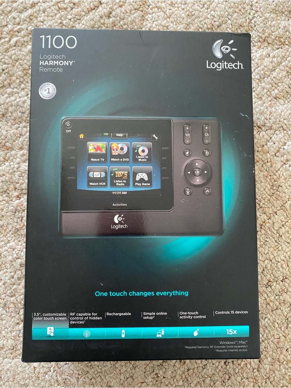 Logitech 1100 Remote — Black with Teal Accent